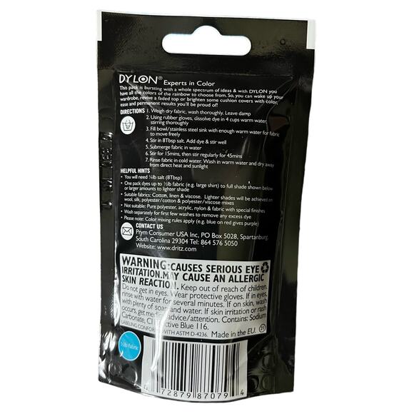 NEW Dylon Permanent Fabric Dye, Bahama Blue, 1.75-Ounce - Picture 2 of 2